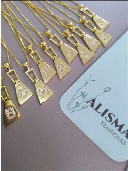 Pingente Inicial Zíper Banhado