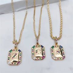 Pingente Retangular Inicial Cravejado Indie Banhado a Ouro - Alisma Semijoias