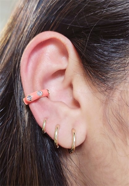 Piercing Fake Esmaltado Zircônias Banhado a Ouro