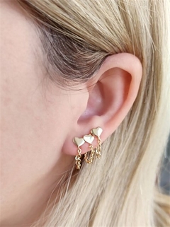 Brinco Coração Correntinha Banhado a Ouro - Alisma Semijoias