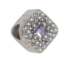 Berloque Aço Quadrado Cravejado