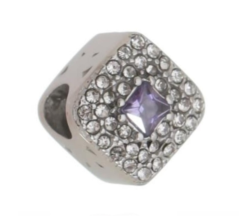 Berloque Aço Quadrado Cravejado