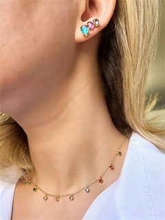 Choker Penduricalhos Coloridos Banhado a Ouro