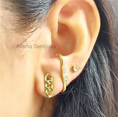 Brinco Mini Coração Zircônia Banhado a Ouro - comprar online