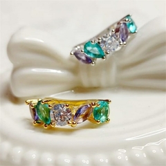 Piercing Fake Zircônias Colorido Banhado a Ouro - comprar online