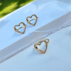 Anel Coração Zircônias Cristais Cherry Banhado a Ouro