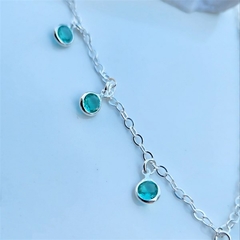 Choker Cristais Verdes Prata 925 - comprar online