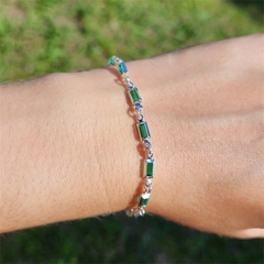 Pulseira Retângulos Verde Prata 925 - comprar online