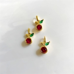 Colar Pingente Cerejinha Pedras Banhado a Ouro