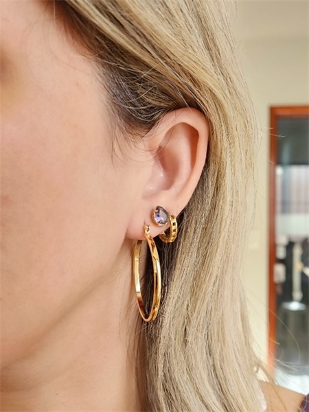 Argola Fecho Italiano Banhada a Ouro