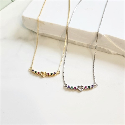 Colar Canga Cravejado Coração Banhado