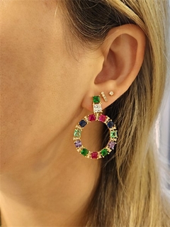 Brinco Círculo Pedras Becky Esplendor Banhado - comprar online