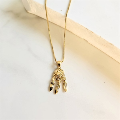 Colar Apanhador de Sonhos Banhado a Ouro