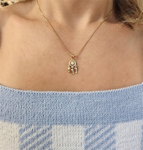 Colar Apanhador de Sonhos Banhado a Ouro