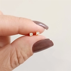 Brinco Ponto de Luz Quadrado Pedra Cirre Cristal - Alisma Semijoias