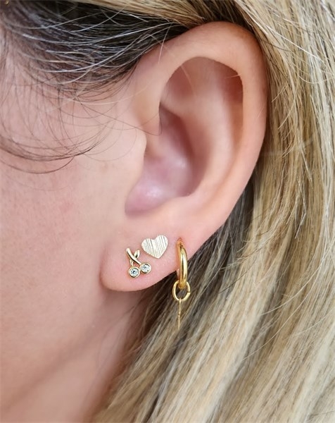 Brinco Cerejinha Cristal Banhado a Ouro