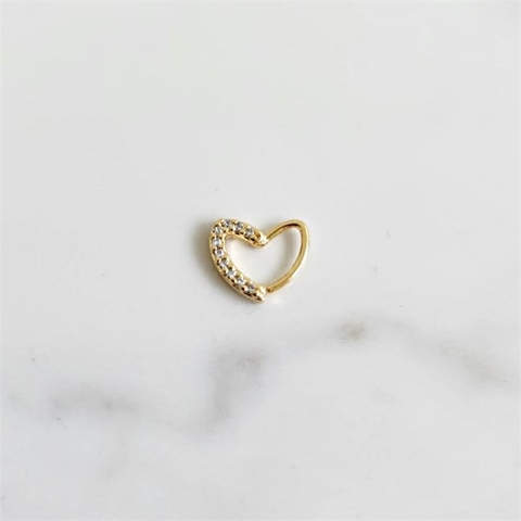 Piercing Coração Cravejado Banhado a Ouro
