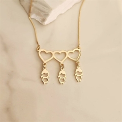 Colar Canga 3 Corações Filhos Banhado a Ouro na internet