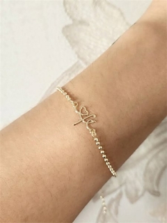 Pulseira Bolinhas Fé Banhado a Ouro