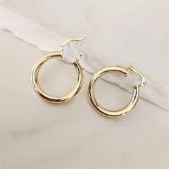 Argola Tubo Mari M Fecho Italiano Banhada a Ouro