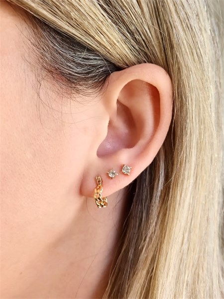 Argolinha Groumet Fecho Italiano Banhada a Ouro