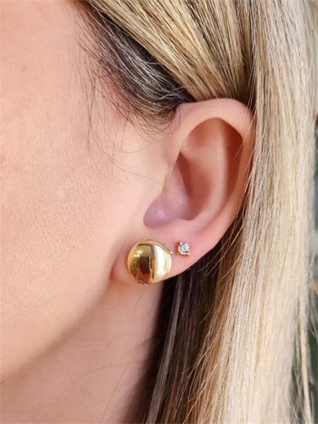 Brinco Botão Banhado a Ouro