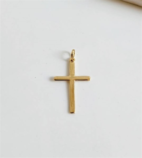 Pingente Cruz Lisa Banhada a Ouro