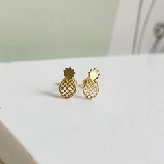 Brinco Abacaxi Vazado Banhado a Ouro