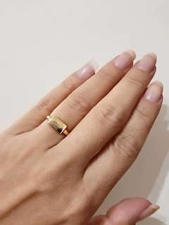 Anel Regulável Retangulo Aurea Banhado a Ouro - comprar online