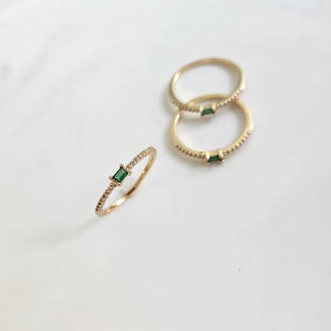 Anel Cravejado Baguete Aurea Banhado