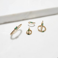 Piercing Fake Cravejada Baguete Aurea Banhado - Alisma Semijoias