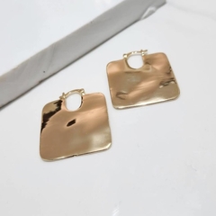 Brinco Argola Orgânico Geométrico Quadrado Aurea