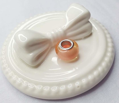 Berloque Murano Sintético Rosa Ródio Branco