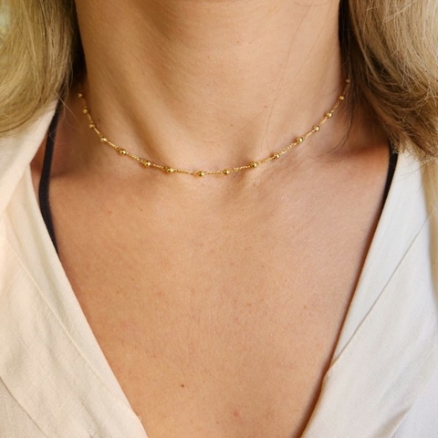 Choker Bolinhas Pequenas Banhado a Ouro