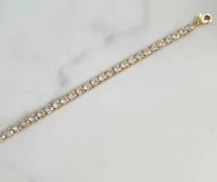 Pulseira Riviera Cristal 4mm Banhada a Ouro