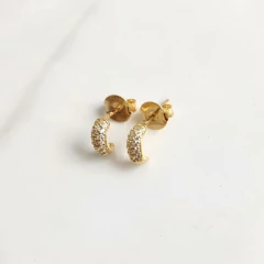 Brinco de Argola Cravejado Pequeno Banhado a Ouro