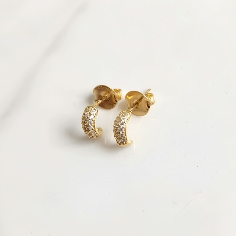 Brinco de Argola Cravejado Pequeno Banhado a Ouro