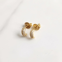 Brinco de Argola Cravejado Pequeno Banhado a Ouro