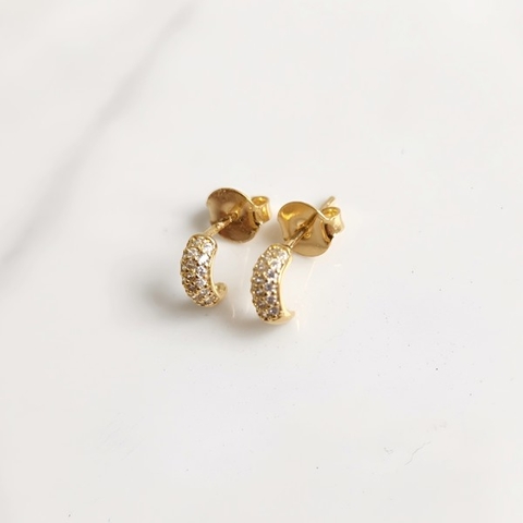 Brinco de Argola Cravejado Pequeno Banhado a Ouro