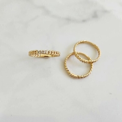 Anel Aparador Corrente Zircônias Banhado - Alisma Semijoias