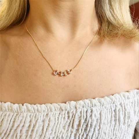 Colar Canga Pedras Anastacia Esplendor Banhado