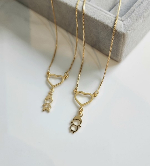 Colar Canga Coração Filho Banhado a Ouro