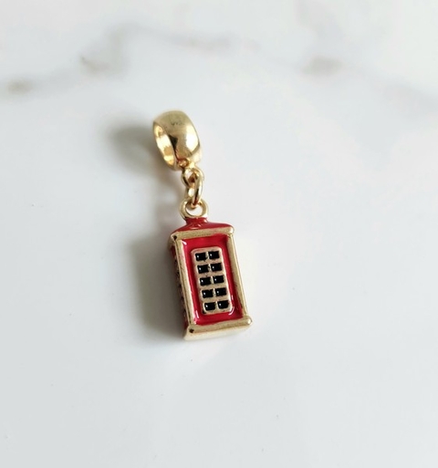 Berloque Cabine Telêfonica Banhado a Ouro