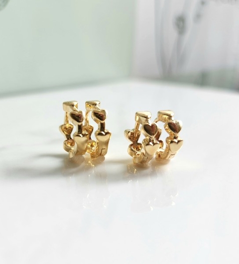 Argolinha Corações Clique Banhada a Ouro