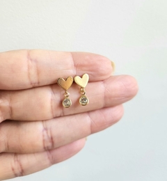 Brinco Coração Zircônia Nana Charm Banhado - comprar online