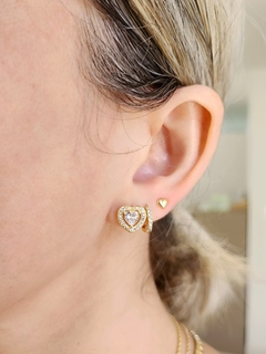 Brinco Coração Cravejado Banhado a Ouro na internet