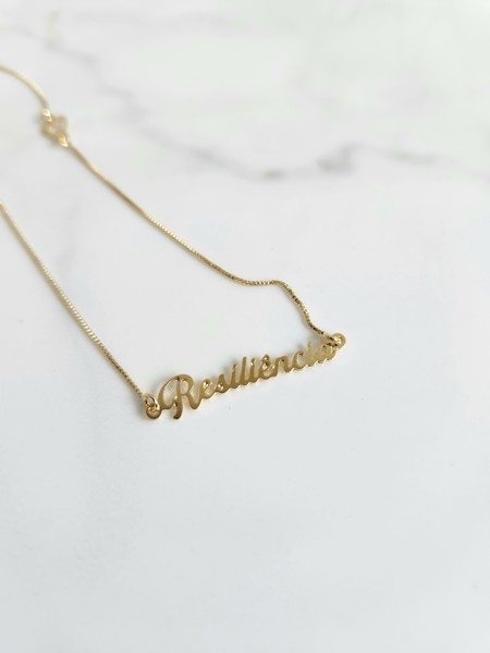 Colar Resiliência Manuscrito Banhado a Ouro