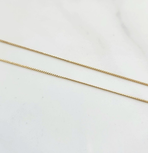 Corrente Groumet Fina 1mm 60cm Banhada a Ouro