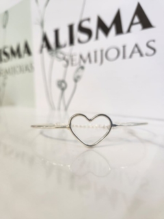 Bracelete Coração Vazado Charm Banhado - Alisma Semijoias