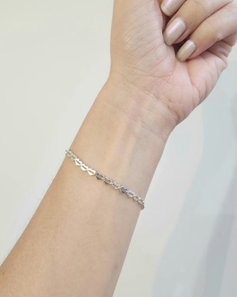 Pulseira Corações Heloisa Charm Banhada Prata